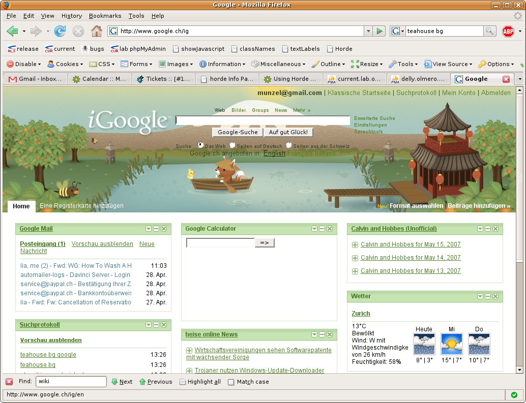 iGoogle themed homepage - Switzerland (2007)